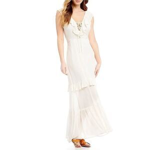 Billabong Romance Row Plunging-V-Neck Long Maxi Dress Size Medium